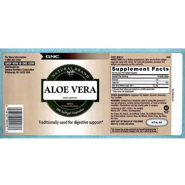 GNC Natural Brand Aloe Vera 90 Softgel