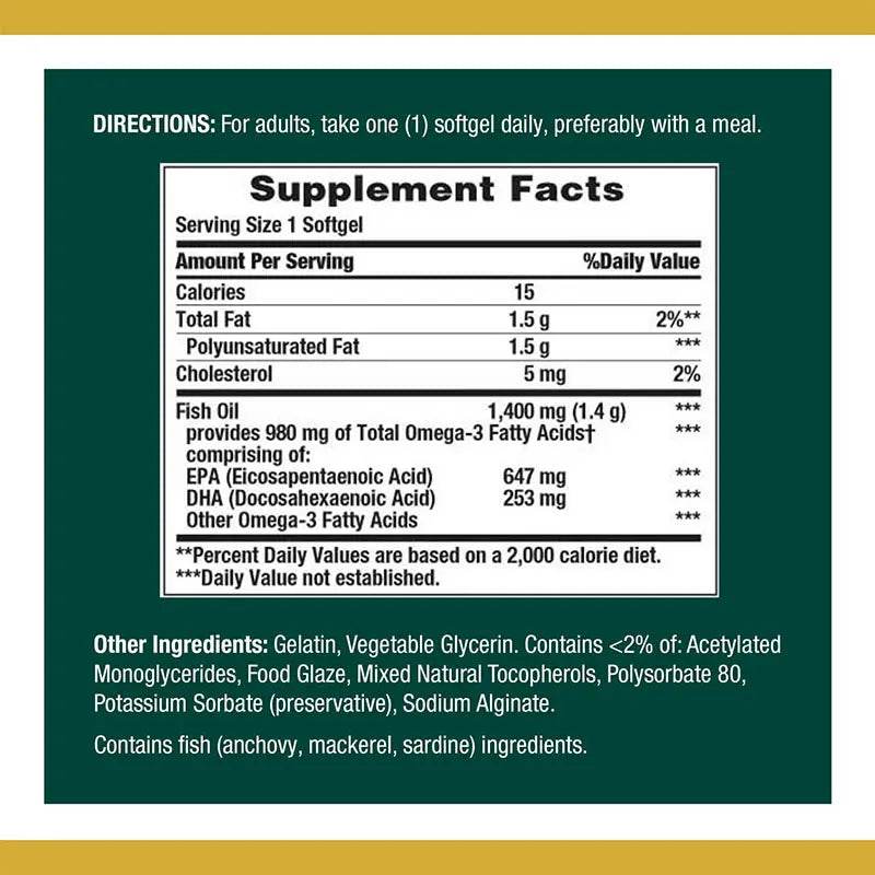 Nature's Bounty Fish Oil 1400mg Plus Omega-3 39CT