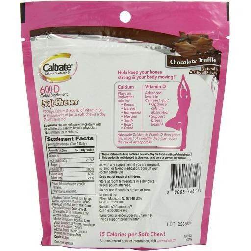Caltrate Bone Health Calcium Chocolate Flavor 600+D3