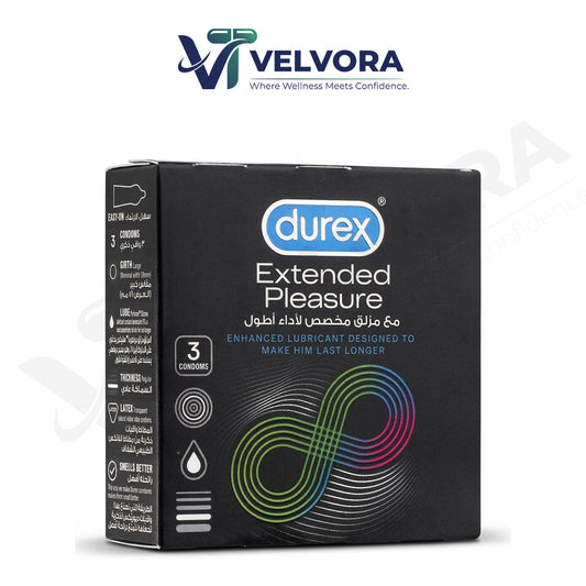 Durex Extended Pleasure Longer Lasting Condoms, 3-Pack