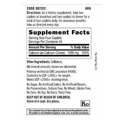 GNC Calcium Citrate 1000mg 180CT