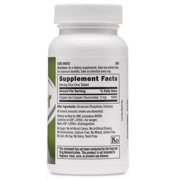 GNC Copper 2mg 100 Tablets