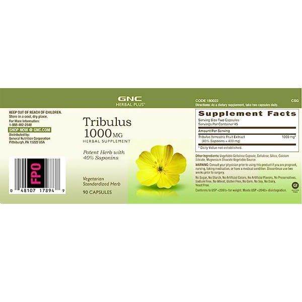 GNC Herbal Plus Tribulus 1000mg 90 Capsules