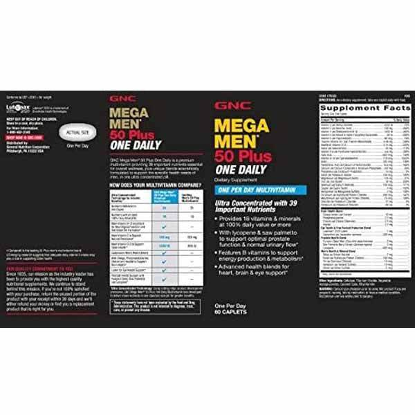 GNC MEGA MEN 50 Plus One Daily 60 Caplets