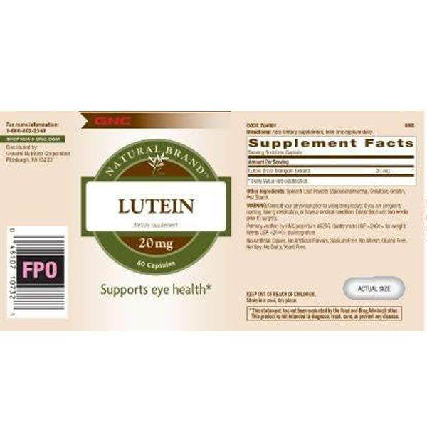 GNC Natural Brand Lutein 20mg