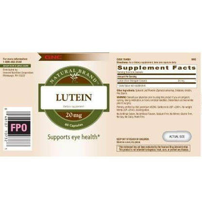 GNC Natural Brand Lutein 20mg