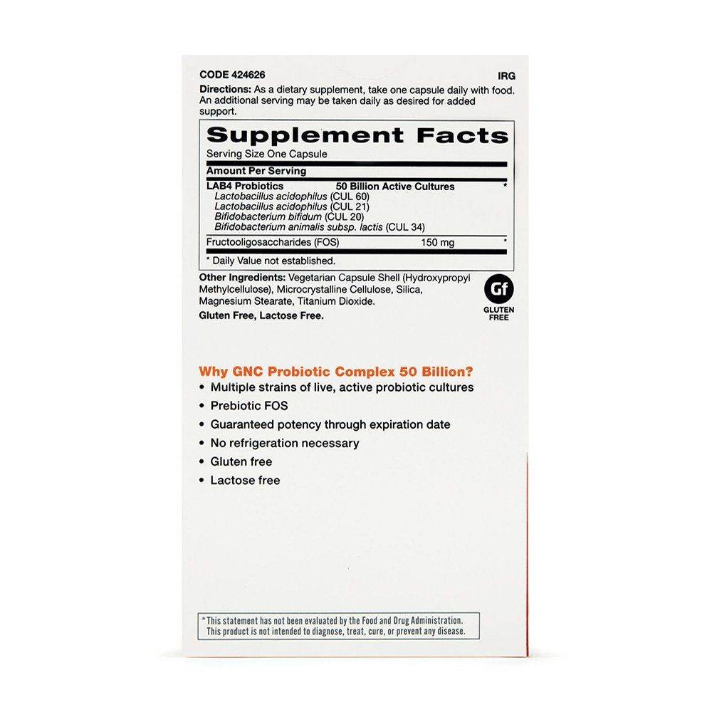GNC Probiotic Complex – 50 Billion CFUs 30 Capsules
