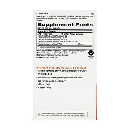 GNC Probiotic Complex – 50 Billion CFUs 30 Capsules