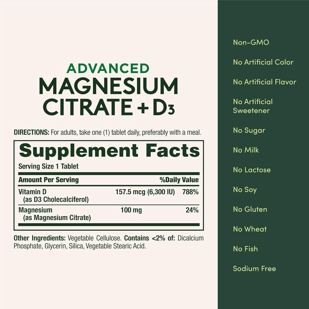 Nature’s Bounty Advance Magnesium Citrate + D3