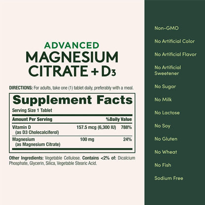 Nature’s Bounty Advance Magnesium Citrate + D3