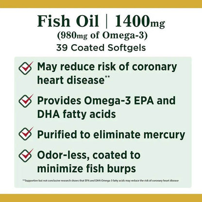 Nature's Bounty Fish Oil 1400mg Plus Omega-3 39CT