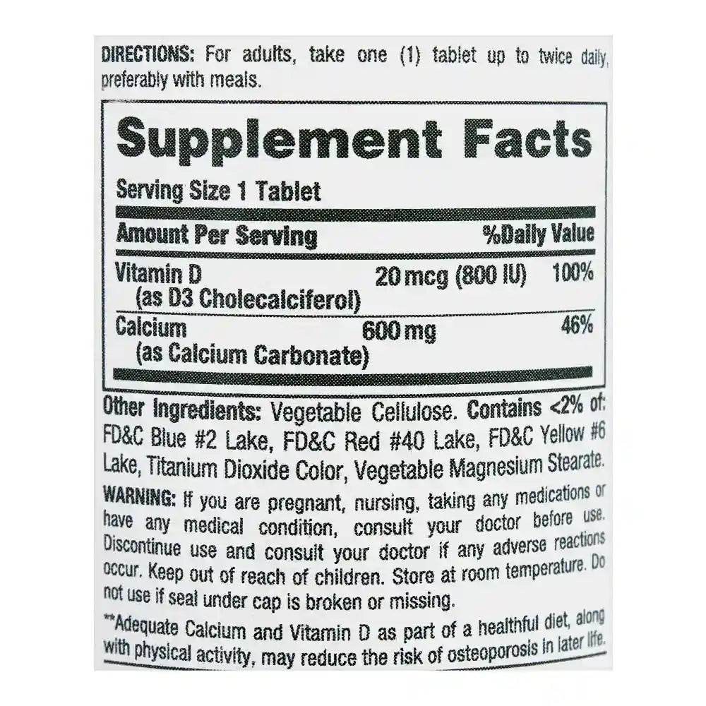 Nature's Bounty Calcium 600 + Vitamin D 60CT