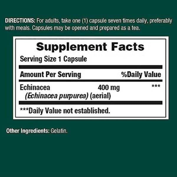Nature's Bounty Echinacea 400 mg, 100 Ct