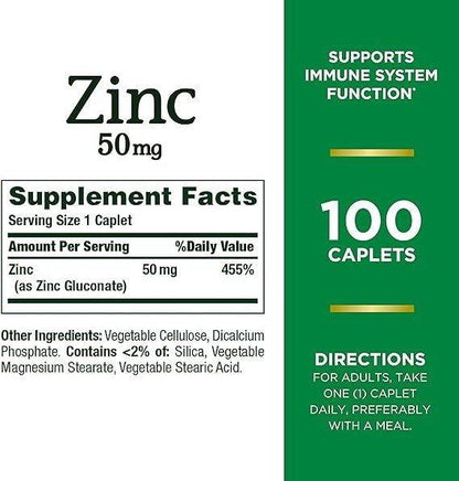 Nature's Bounty Zinc 50mg 100ct