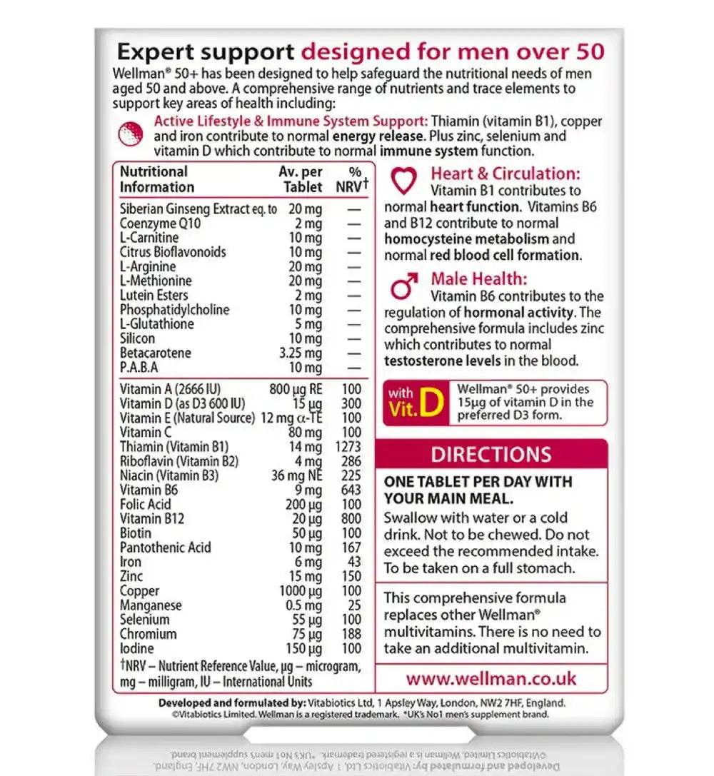 Vitabiotics Wellman 50+ 30 Tablets